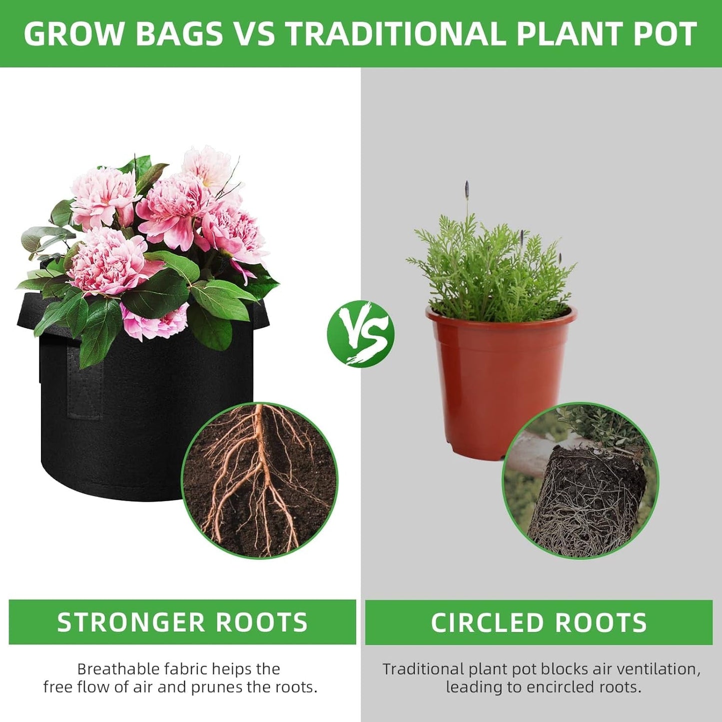 Fabric Grow Bags 5 Gallon (5-Pack)