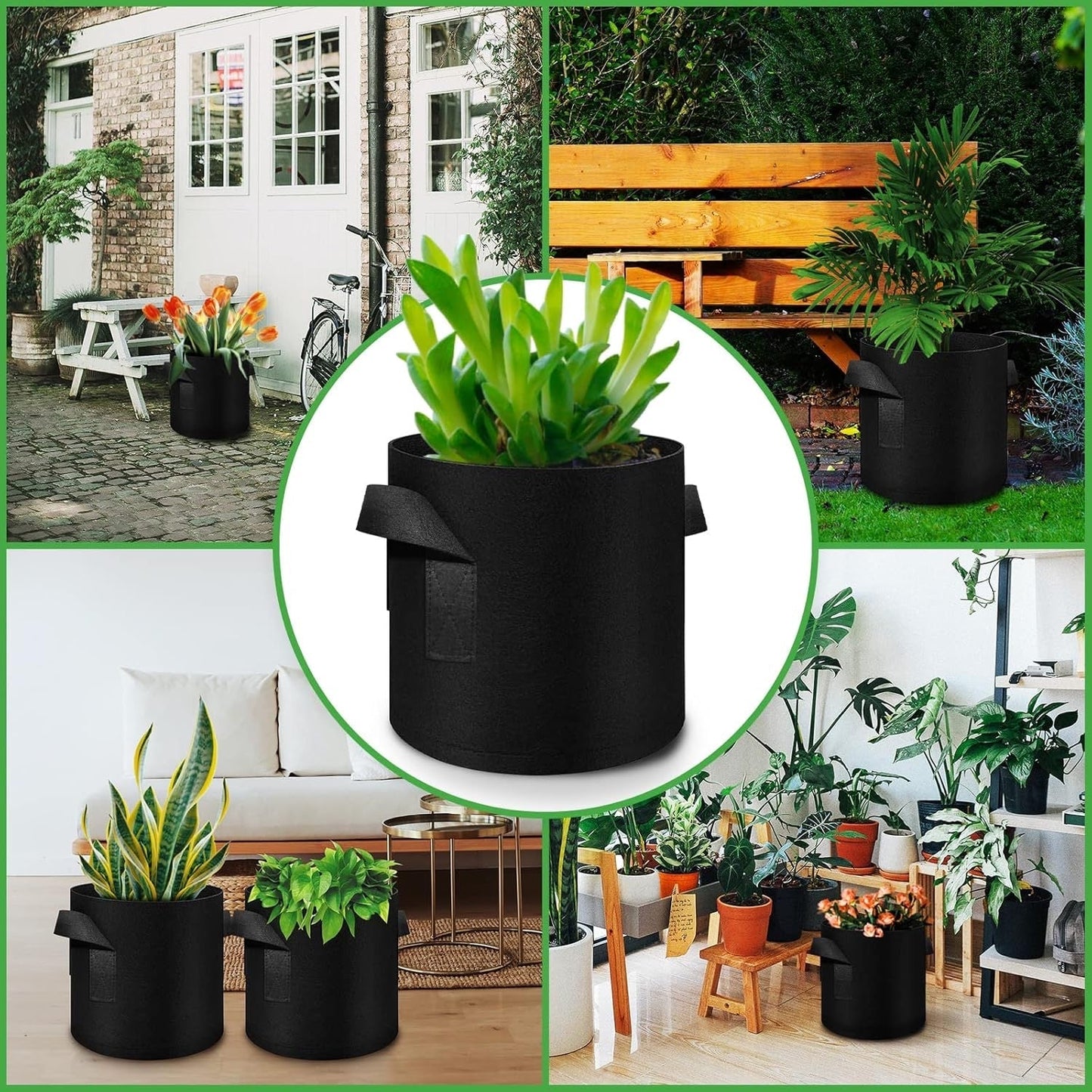 Fabric Grow Bags 5 Gallon (5-Pack)